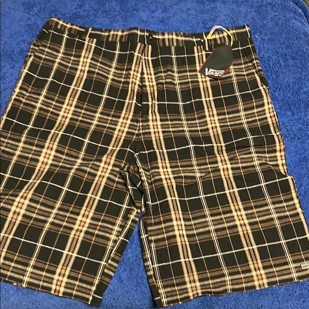 Vans Black and Tan Checkered Shorts